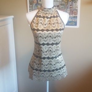 Gold and Black Lace Top